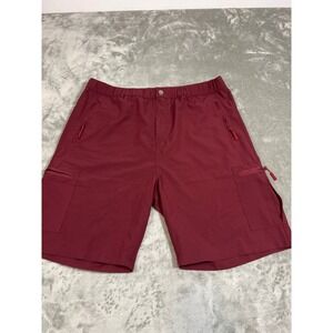 Real Essentials Mens XL Burgundy Cargo Shorts Hiking Quick Dry Zipper Pockets